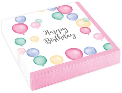 RIETHMULLER - 20 kleine Happy Birthday pastel ballonnen papieren servetten 25 x 25 cm voor feest