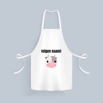 Akyol - koeienkop met eigen naam Keukenschort - Koe - boeren/koeien liefhebbers - iemand die houdt van koeien - verjaardag - cadeau - kado - 82 bij 71 cm