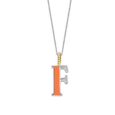 TI SENTO Dames Hanger - 925 zilver - Letter F - Oranje - 6840OR_F