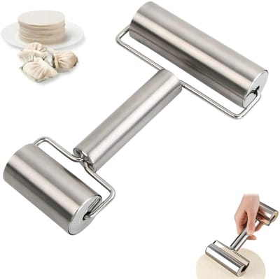 SnelShoppen - Kleine Deegroller, Roestvrij Staal, Perfect voor Pizza, Fondant, Taart, Koekjes, Pasta, Vaatwasserbestendig, Keukenaccessoire