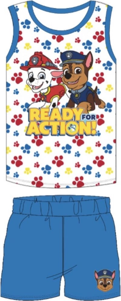 Paw patrol Singlet pyjama-Shortama Katoen Wit Maat 122