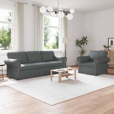 vidaXL Bankstel 2 pcs Donkergrijs 215 x 82 x 80 cm Stof