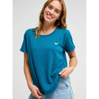 Roxy Ocean Wave Regular Fit T-shirt Met Korte Mouwen Blauw L Vrouw