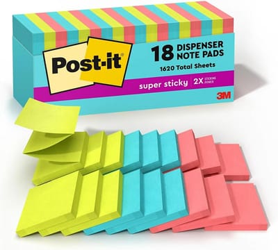 Super Sticky Notitieblokjes 76x76 mm Levendige Kleuren 18 Stuks