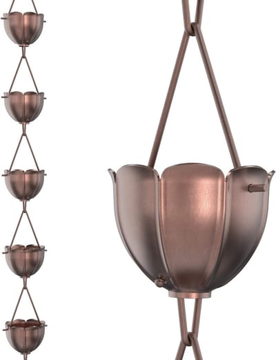 Regenketting Orchidee - Gootketting Regenpijp - Waterafvoer Verfraaien - 100% Puur Koper - 26 meter - Koper