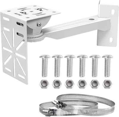 Camera Montagebeugel - Paalbevestiging - Buitenbeveiliging - Verstelbare Ringen - 30x10x15.5 cm - Wit