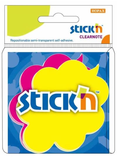 Stick'n Doorzichtige sticky notes - Tekstwolkje vorm - 76x76mm - 30x Geel - 30x Magenta