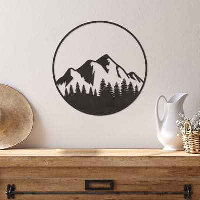 Wanddecoratie Bergen Natuur - Muurdecoratie Bergen Landschap - Muurdecoratie Hout - Wanddecoratie Hout - Muurdecoratie Woonkamer - Wanddecoratie Woonkamer - Wanddecoratie Industrieel - Wanddecoratie Landschap - Home Decor - Wall Line Art - 29 x 29 cm
