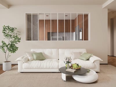 Vente-unique Werkplaatsraam van gepoedercoat aluminium - L240 x H130 cm (B x H) - Wit - BAYVIEW