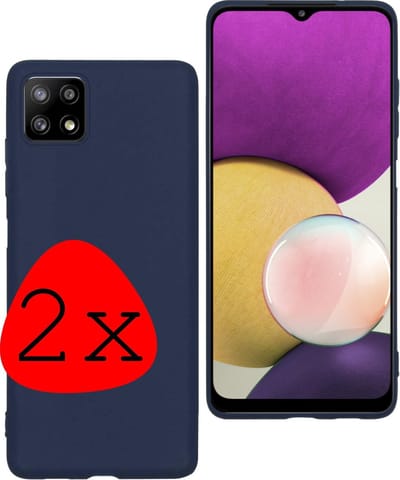 Hoesje 2 Stuks - Geschikt voor Samsung Galaxy A22 5G - Sterk & Shockproof - Case Siliconen - Back Cover - Telefoon Hoes - Donkerblauw
