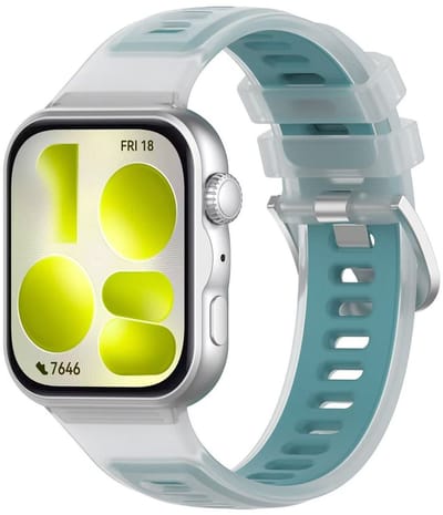 Stravo Jelly Siliconen Bandje – Dubbelkleurig Sportbandje – Geschikt voor Huawei Watch Fit 5 / Watch Fit 5 Pro / Watch Fit 4 / Watch Fit 4 Pro / Watch Fit 3 – Zacht & Flexibel – Blauw