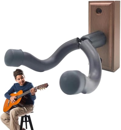 Gitaar Muurbeugel - Gitaarhanger Wand - Instrument Presenteren - Antislip U-vorm - 14 x 10 x 4.6 cm - Hout Walnoot