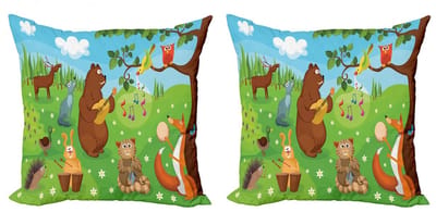 ABAKUHAUS Egel Kussenhoes Set – 2x50x50 cm – Dubbelzijdig bedrukt – Multicolor – Rits