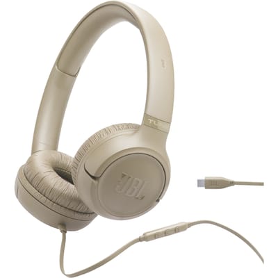 JBL Tune 530 USB-C - USB C Koptelefoon - Bedrade On-ear Headset voor iPhone 15, 16 & 17 - Met Microfoon - JBL Pure Bass - Samsung & Laptop - Beige