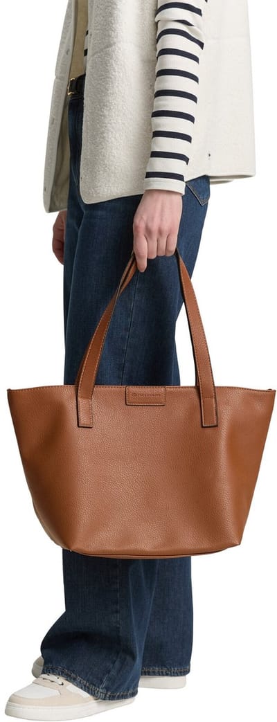 Tom Tailor - TTMIRI L shopper met logobadge - Maat ONESIZE - cognac / brandy