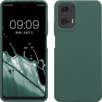 kwmobile telefoonhoesje geschikt voor Motorola Moto G24 / E14 / G04 / G04s - Hoesje met siliconen coating - Smartphone case in dennengroen