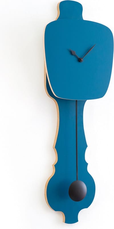 KLOQ - Wandklok met Pendule - Batterijen Inbegrepen - Wanddecoratie - Quartz Beweging - Niet-Tikkend Batterij Aangedreven - Petrol Blauw en Diep Zwart - Small