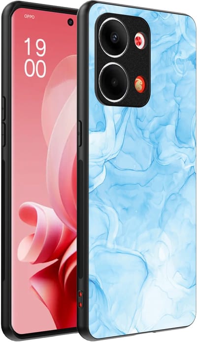 Smartphonica Telefoonhoesje Geschikt voor Oppo Reno 9 / 9 Pro met marmer opdruk - TPU backcover case marble design - Lichtblauw geschikt voor Oppo Reno 9;Oppo Reno 9 Pro