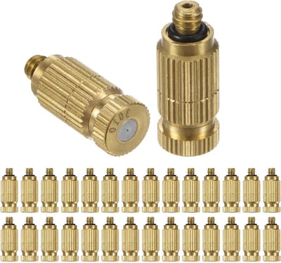 30-Pack Messing Misting Nozzles voor Hoge Druk, Ideaal voor Buitensystemen, Kassen en Tuinlandschappen