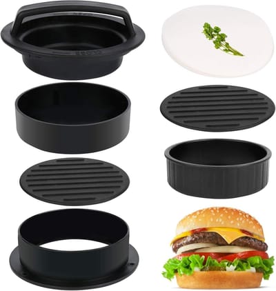 Pers - Hamburgerpers - Tofu-pers - BBQ-accessoires- voor Vlees、Hamburger 、rijstbal-met 100 stuks siliconen oliepapier