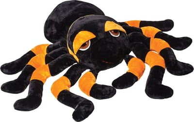 Suki gifts Pluche knuffel spin - tarantula - zwart/oranje - 82 cm - speelgoed - XXL-size