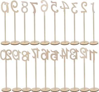 Houten Tafelnummer 1-20 met Houder voor Bruiloft en Feestdecoratie, Ideaal voor Tafelindeling en Evenementen