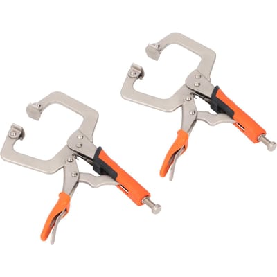 2 Stuks Vergrendelende C-Klem Tangen Set Heavy Duty Houtbewerking Vlak Klem met Roterende Pads voor Lassen white