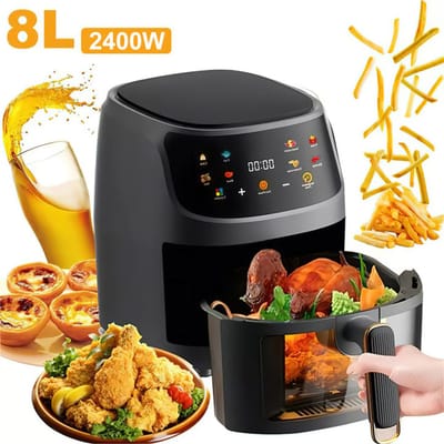 2400W 8l Grote Capaciteit Intelligent Lcd-Scherm Lucht Friteuse Oven Zonder Friteuse Friteuse Voor Frites En Raster Kip