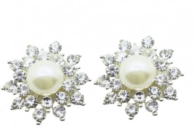 Schoenclips -synthetische parel - Trouwen-strass 2.5 cm - Charme Bijoux