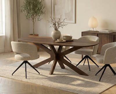 Eettafel Capricorn Deens ovaal Acacia 180x90x76 cm - Bruin - Houten onderstel - Japandi