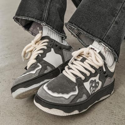 Y2K Koreaanse Dames Vintage Casual Grijs Zwart Sport Loafers Sneaker Atletische Chunky Sneakers Platform Tennisschoen Platte Herenschoenen 35 white