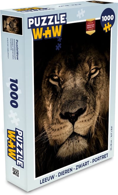Puzzel Leeuw - Dieren - Zwart - Portret - Legpuzzel - Puzzel 1000 stukjes volwassenen