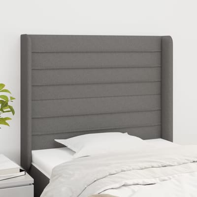 vidaXL - Hoofdbord - met - randen - 83x16x118/128 - cm - stof - donkergrijs