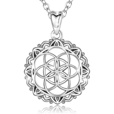 925 Sterling Zilver Geometrische Levenszaad Hanger Ketting Ierse Keltische Knoop Ketting Fijne Sieraden voor Vrouwen CYD396