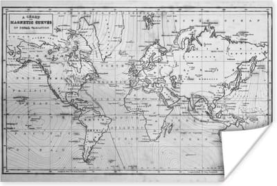Poster 30x20 cm - Wereldkaart - Vintage - Geel - Posters - Kamer decoratie - Wanddecoratie woonkamer - Muurdecoratie slaapkamer