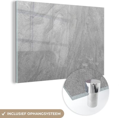 Glasschilderij - Grijs - Gesteente - Stenen - Structuren - Design - 150x100 cm - Schilderij glas - Muurdecoratie