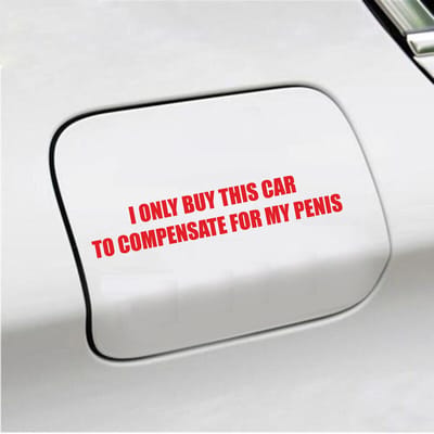 Bumpersticker - I Only Buy This Car - 3,5 X 19,6 - Rood