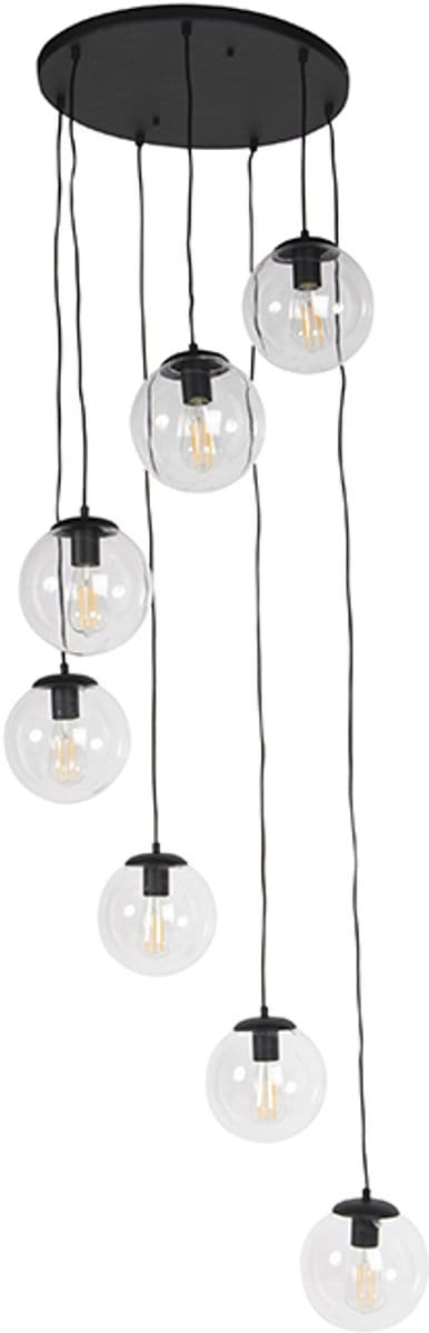 QAZQA pallon - Art Deco Hanglamp voor boven de eettafel | in eetkamer - 7 lichts - Ø 650 mm - Transparant - Woonkamer | Slaapkamer | Keuken