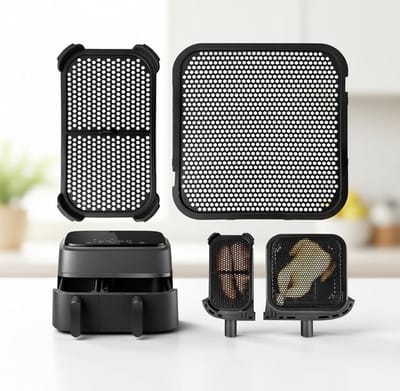Maison Elara Siliconen spatbescherming voor airfryer, 2 stuks, zwart