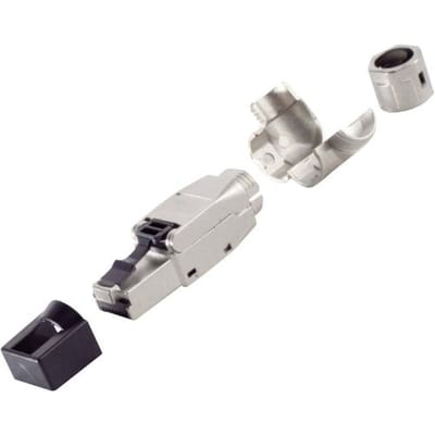 BKL Electronic RJ-45 stekker, CAT., zonder gereedschap, hoek, STP. 8.1 10121218 Zilver 1 stuk(s)
