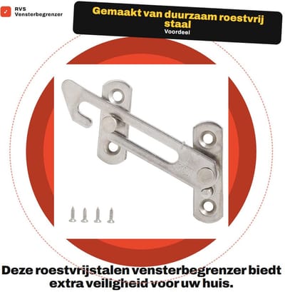 Dailygoods - RVS Vensterbegrenzer en Schuifraam Stopper Kinderslot