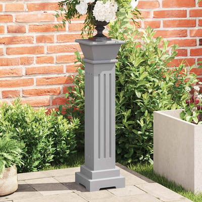 vidaXL - Plantenstandaard - klassieke - zuil - vierkant - 17x17x66 - cm - MDF - grijs