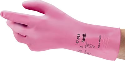 AlphaTec® 87-085 - Chemische beschermende handschoenen, Huishouden, Latex, L, Roze, 12 paar