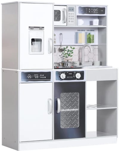 Keuken Speelgoed - Complete Speelkeuken - Kinderkeuken - met Accessoires: Fornuis, Koelkast, Koffiezetapparaat, Spoelbak met Watercirculatie - met Effecten - 3+ - Cadeau voor jongens en meisjes
