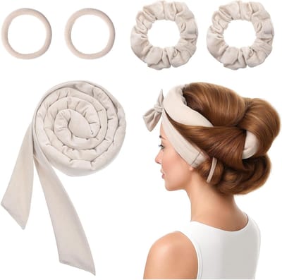 Set van 5 Heatless Curls Ribbons voor Krullen Zonder Hitte met Elastische Bands en Velvet Haarrollers voor Nachtelijk Gebruik en DIY Haarstylings