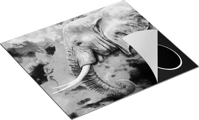 Chefcare Inductie Beschermer Kleurrijke Olifant - Abstract - Zwart Wit - 60x50 cm - Afdekplaat Inductie - Kookplaat Beschermer - Inductie Mat