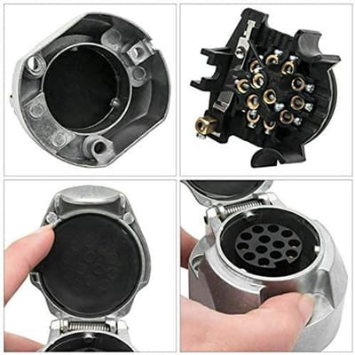 Dailygoods- Trekkerstekker 13-polig - Aluminium Stekker - Voor Europese Voertuigen - 12V - Koperen Kern - Technisch Kunststof Isolatie - Trailerplug