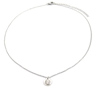 Ketting Schelp en Munt - RVS - Lengte 39-44 cm - Zilverkleurig
