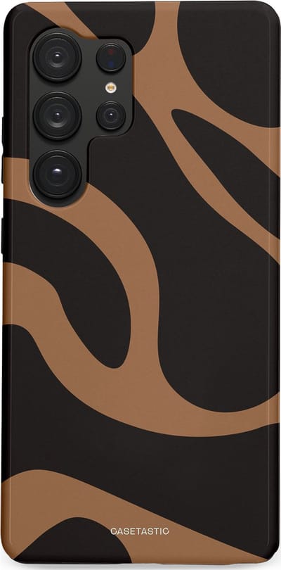Casetastic Hoesje Geschikt voor Samsung S25 Ultra - Stijlvolle Beschermende Duo-layer Case - Chocolade Golven
