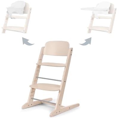 3-in-1 Kinderstoelset voor Kinderen van 6 Maanden tot 99 Jaar - Groeien met je Kind, Inclusief Babyset en Dienblad, Beukenhout/Kunststof